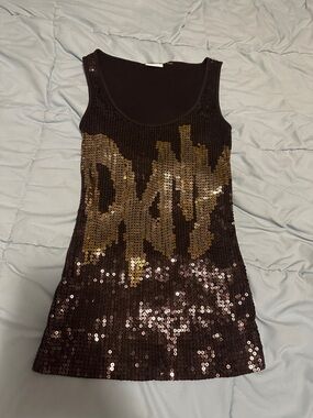 DKNYC Brown and gold sequins Y2K tank top size small